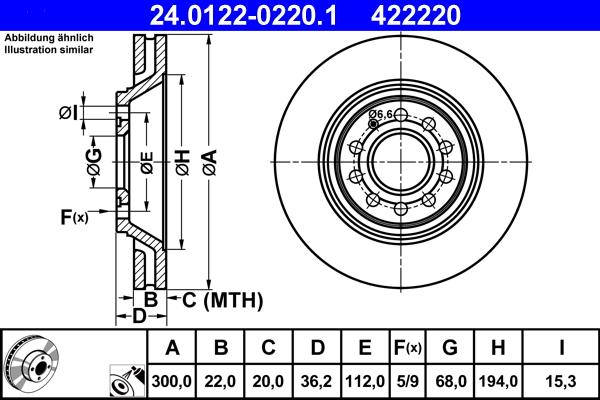 ATE 24.0122-0220.1 - Əyləc Diski furqanavto.az