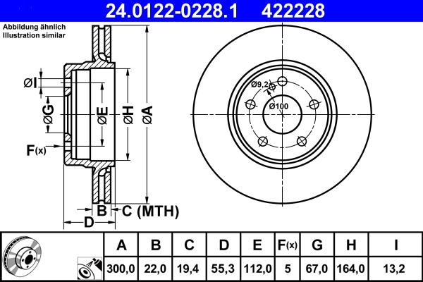 ATE 24.0122-0228.1 - Əyləc Diski furqanavto.az