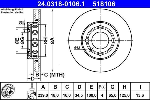 ATE 24.0318-0106.1 - Əyləc Diski furqanavto.az