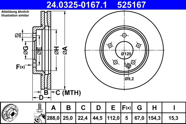 ATE 24.0325-0167.1 - Əyləc Diski furqanavto.az