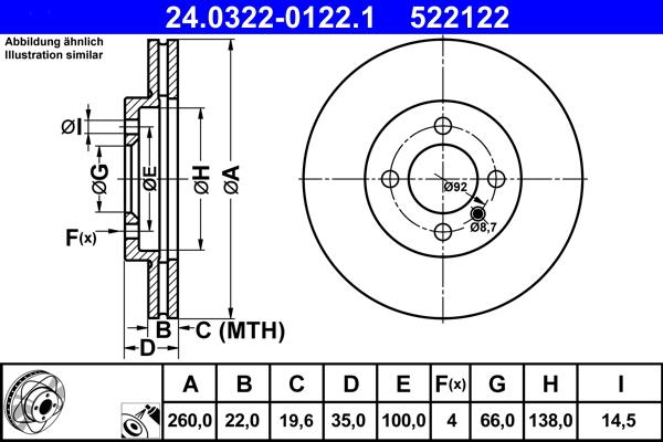 ATE 24.0322-0122.1 - Əyləc Diski furqanavto.az