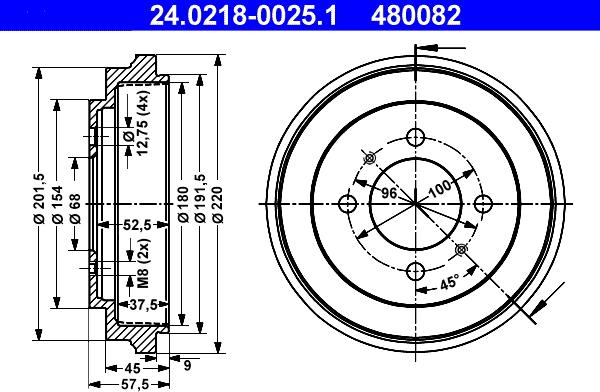 ATE 24.0218-0025.1 - Əyləc barabanı furqanavto.az