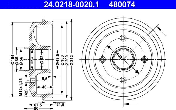 ATE 24.0218-0020.1 - Əyləc barabanı furqanavto.az