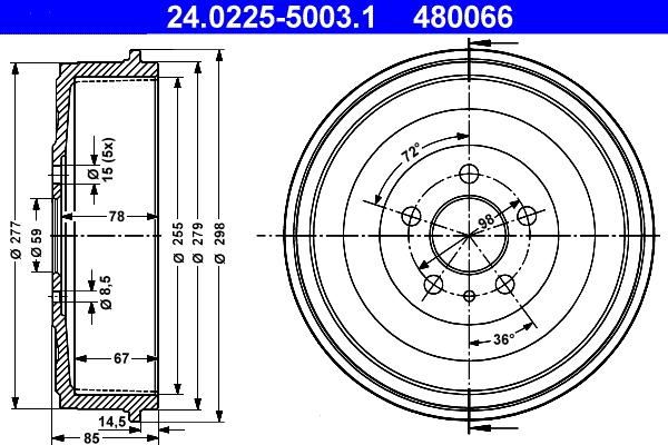 ATE 24.0225-5003.1 - Əyləc barabanı furqanavto.az