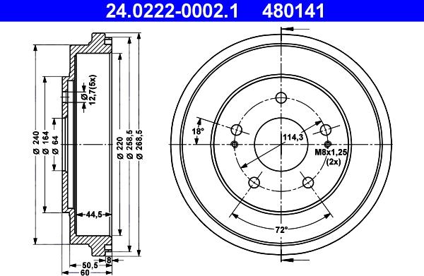 ATE 24.0222-0002.1 - Əyləc barabanı furqanavto.az