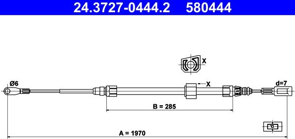 ATE 24.3727-0444.2 - Kabel, dayanacaq əyləci furqanavto.az