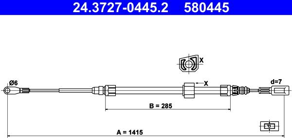 ATE 24.3727-0445.2 - Kabel, dayanacaq əyləci furqanavto.az