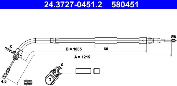 ATE 24.3727-0451.2 - Kabel, dayanacaq əyləci furqanavto.az