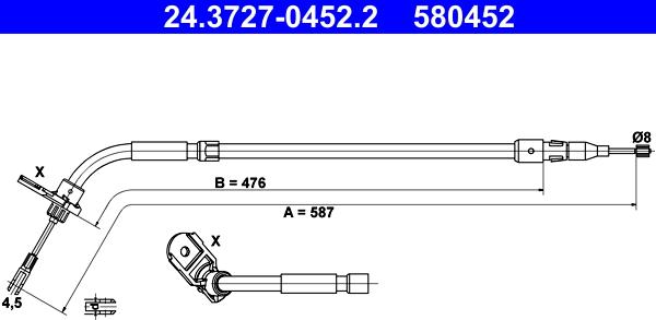 ATE 24.3727-0452.2 - Kabel, dayanacaq əyləci furqanavto.az