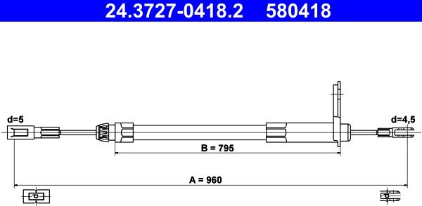 ATE 24.3727-0418.2 - Kabel, dayanacaq əyləci furqanavto.az