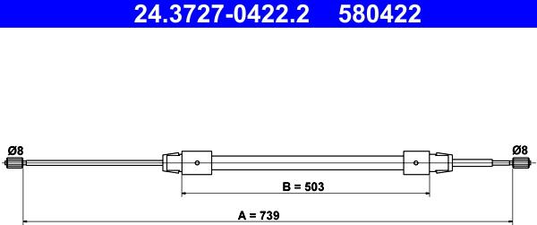 ATE 24.3727-0422.2 - Kabel, dayanacaq əyləci furqanavto.az