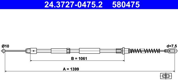 ATE 24.3727-0475.2 - Kabel, dayanacaq əyləci furqanavto.az