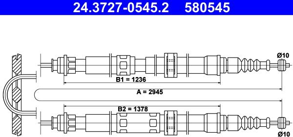 ATE 24.3727-0545.2 - Kabel, dayanacaq əyləci furqanavto.az