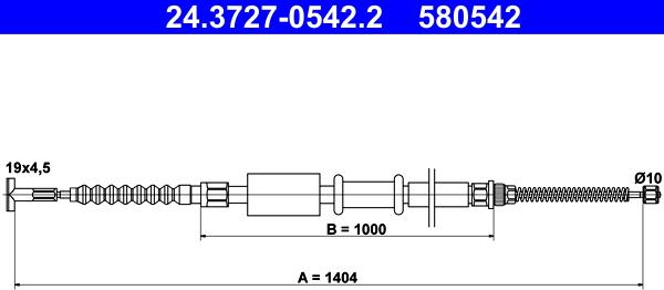 ATE 24.3727-0542.2 - Kabel, dayanacaq əyləci furqanavto.az