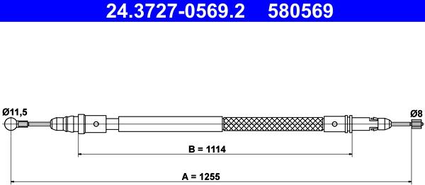 ATE 24.3727-0569.2 - Kabel, dayanacaq əyləci furqanavto.az