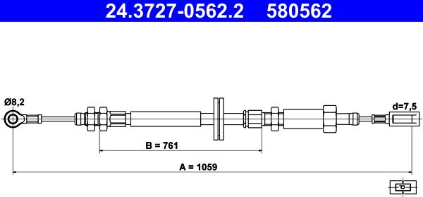 ATE 24.3727-0562.2 - Kabel, dayanacaq əyləci furqanavto.az