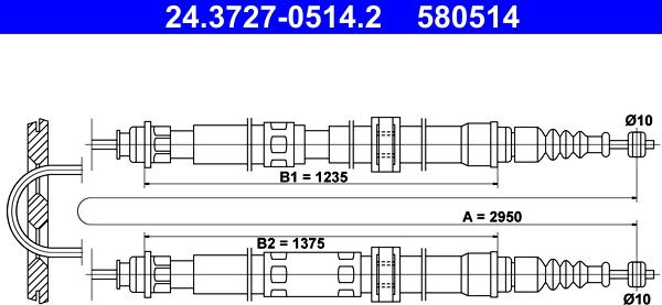 ATE 24.3727-0514.2 - Kabel, dayanacaq əyləci furqanavto.az