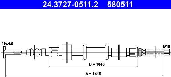 ATE 24.3727-0511.2 - Kabel, dayanacaq əyləci furqanavto.az