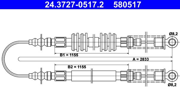 ATE 24.3727-0517.2 - Kabel, dayanacaq əyləci furqanavto.az