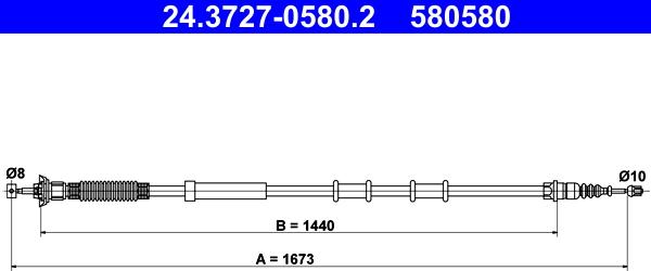 ATE 24.3727-0580.2 - Kabel, dayanacaq əyləci furqanavto.az