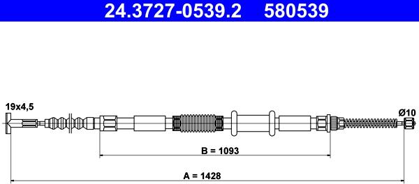 ATE 24.3727-0539.2 - Kabel, dayanacaq əyləci furqanavto.az