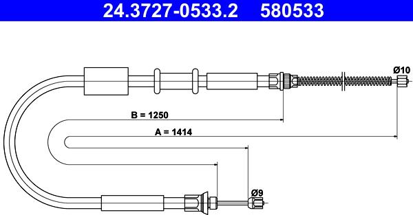 ATE 24.3727-0533.2 - Kabel, dayanacaq əyləci furqanavto.az