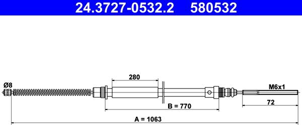 ATE 24.3727-0532.2 - Kabel, dayanacaq əyləci furqanavto.az