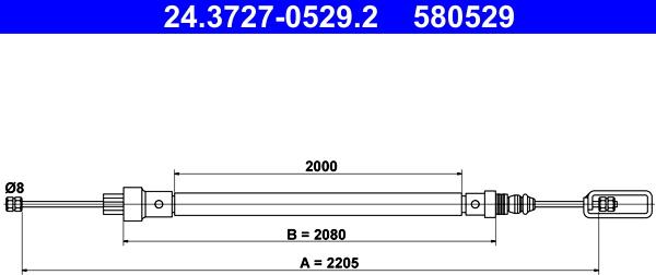 ATE 24.3727-0529.2 - Kabel, dayanacaq əyləci furqanavto.az