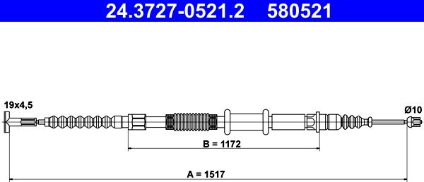 ATE 24.3727-0521.2 - Kabel, dayanacaq əyləci furqanavto.az