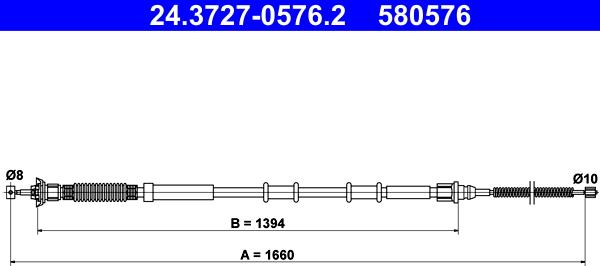 ATE 24.3727-0576.2 - Kabel, dayanacaq əyləci furqanavto.az