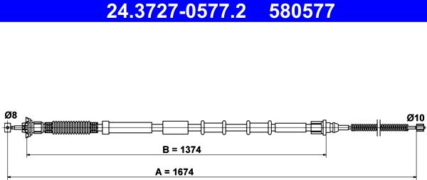 ATE 24.3727-0577.2 - Kabel, dayanacaq əyləci furqanavto.az