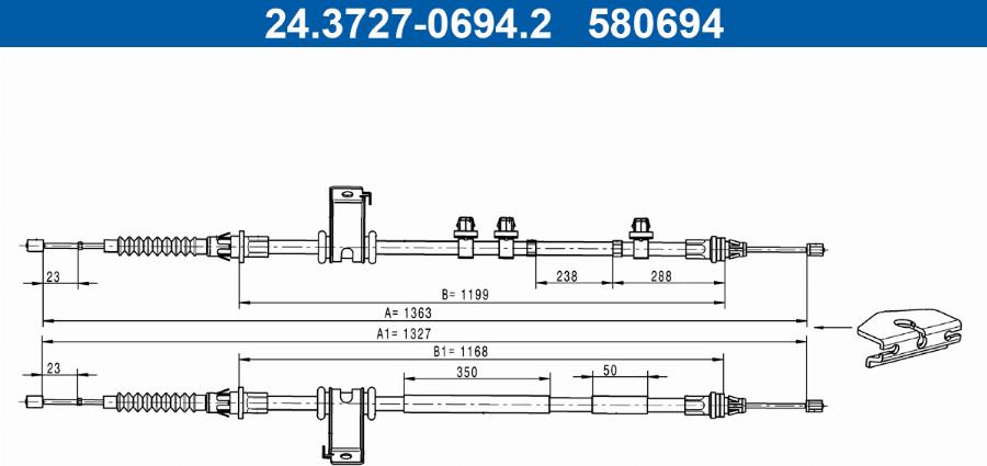 ATE 24.3727-0694.2 - Kabel, dayanacaq əyləci furqanavto.az