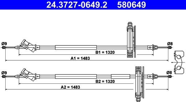 ATE 24.3727-0649.2 - Kabel, dayanacaq əyləci furqanavto.az