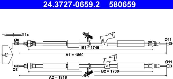 ATE 24.3727-0659.2 - Kabel, dayanacaq əyləci furqanavto.az