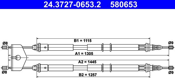 ATE 24.3727-0653.2 - Kabel, dayanacaq əyləci furqanavto.az