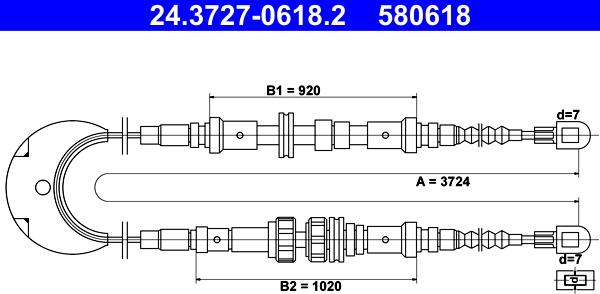 ATE 24.3727-0618.2 - Kabel, dayanacaq əyləci furqanavto.az