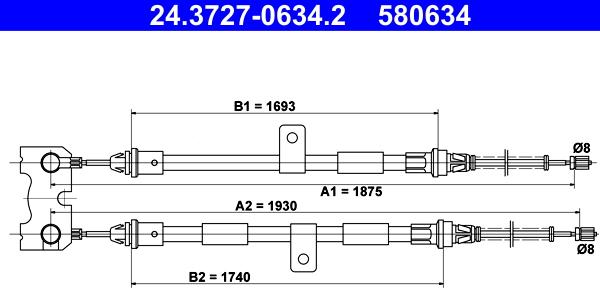 ATE 24.3727-0634.2 - Kabel, dayanacaq əyləci furqanavto.az