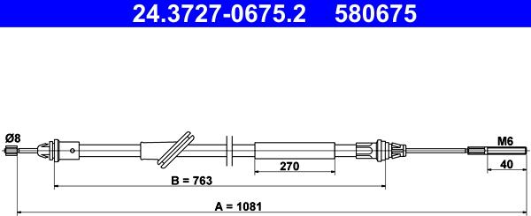 ATE 24.3727-0675.2 - Kabel, dayanacaq əyləci furqanavto.az