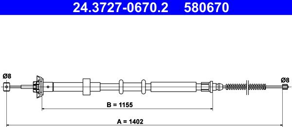 ATE 24.3727-0670.2 - Kabel, dayanacaq əyləci furqanavto.az