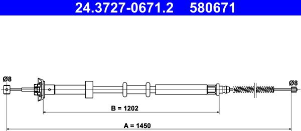 ATE 24.3727-0671.2 - Kabel, dayanacaq əyləci furqanavto.az