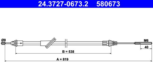 ATE 24.3727-0673.2 - Kabel, dayanacaq əyləci furqanavto.az