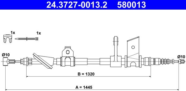 ATE 24.3727-0013.2 - Kabel, dayanacaq əyləci furqanavto.az