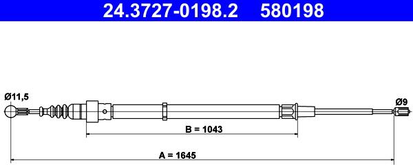 ATE 24.3727-0198.2 - Kabel, dayanacaq əyləci furqanavto.az