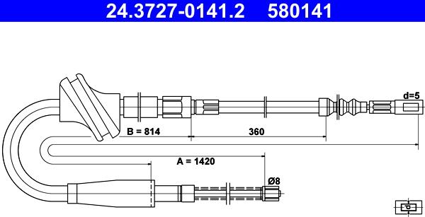 ATE 24.3727-0141.2 - Kabel, dayanacaq əyləci furqanavto.az