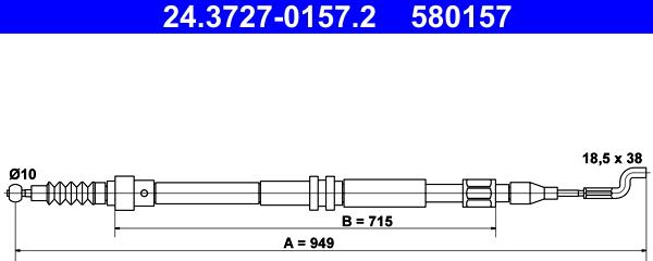 ATE 24.3727-0157.2 - Kabel, dayanacaq əyləci furqanavto.az