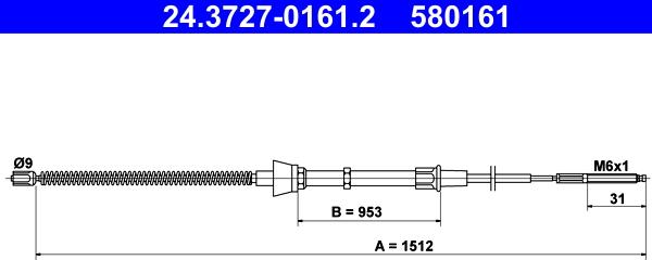 ATE 24.3727-0161.2 - Kabel, dayanacaq əyləci furqanavto.az