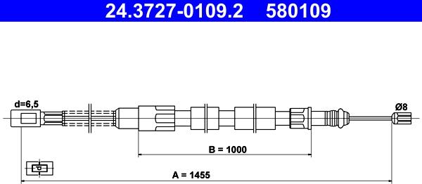 ATE 24.3727-0109.2 - Kabel, dayanacaq əyləci furqanavto.az