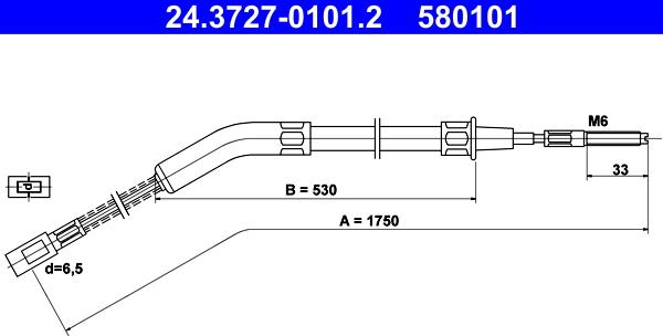 ATE 24.3727-0101.2 - Kabel, dayanacaq əyləci furqanavto.az