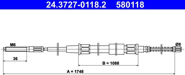 ATE 24.3727-0118.2 - Kabel, dayanacaq əyləci furqanavto.az