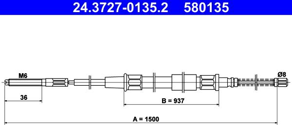 ATE 24.3727-0135.2 - Kabel, dayanacaq əyləci furqanavto.az